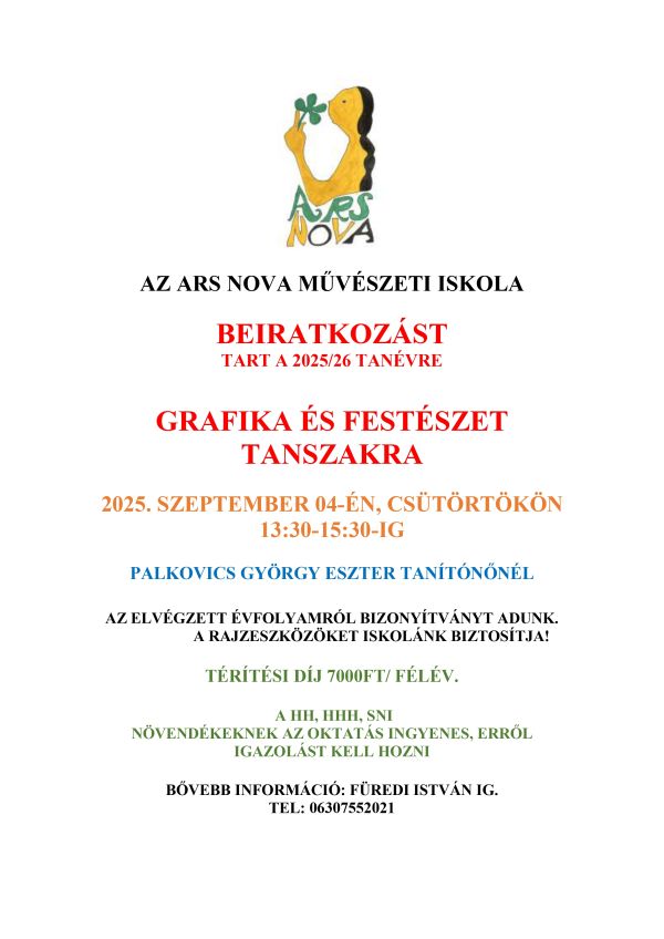 Grafika szakkörre való beiratkozás