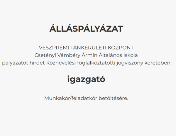 Igazgatói álláshirdetés
